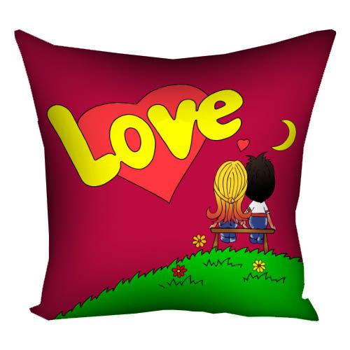 Подушка габардинова з принтом Love is (червона) 50x50 см (5P_17LV004)