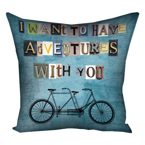 Подушка габардинова з принтом I want to have adventures with you 50x50 см (5P_LP241)