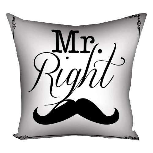 Подушка габардинова з принтом Mr. Right 50x50 см (5P_LP363)