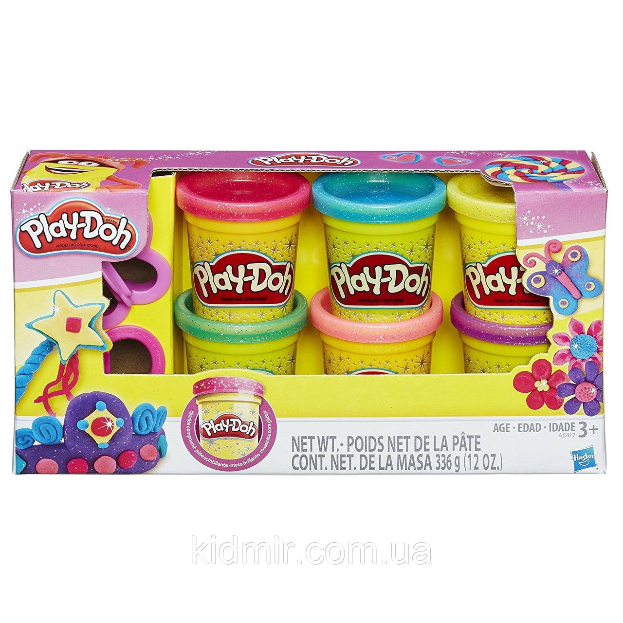 Плей-До набір пластиліну Блискуча колекція 6 кольорів Play-Doh A5417, фото 1