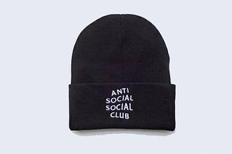 Зимова шапка Anti Social Social Club чорна унісекс з підворотом