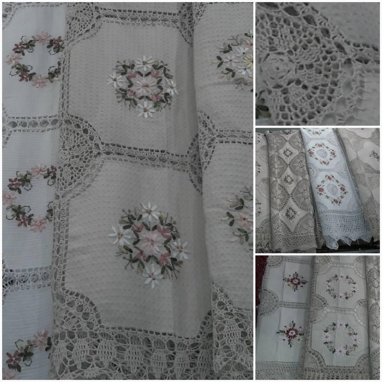 Лляна скатертина ажурна, ручна вишивка стрічками, 140х180 див., 645/600 (ціна за 1 шт. + 45 гр.)