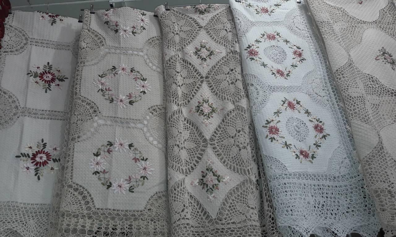 Ажурная скатерть с ручной ленточной вышивкой, 150х220 см - фото 4 - id-p593508928