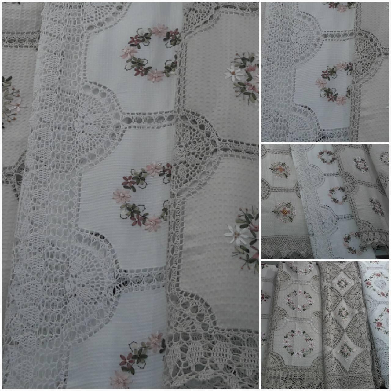 Ажурна скатертину з ручною стрічкової вишивкою, 150х220 див., 685/635 (ціна за 1 шт. + 50 гр.)