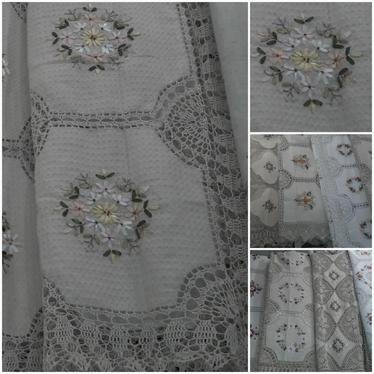 Ажурная скатерть с ручной ленточной вышивкой, 150х220 см - фото 9 - id-p593508193