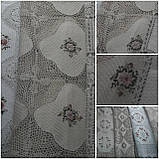 Святкова скатертина на столик, ажур, вишивка стрічками, ручно.раб, 100х150 см, фото 10