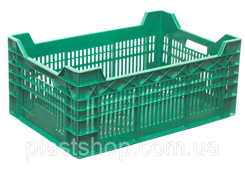 Ящики пластикові ряба 600 x 400 x 260 / 220 1.8 Зелений (тип 3)