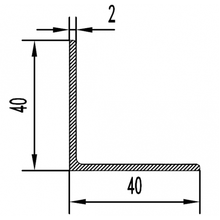 Куточок алюмінієвий 40х40х2 АД31 Т5, без покриття, L=6000 мм, фото 2