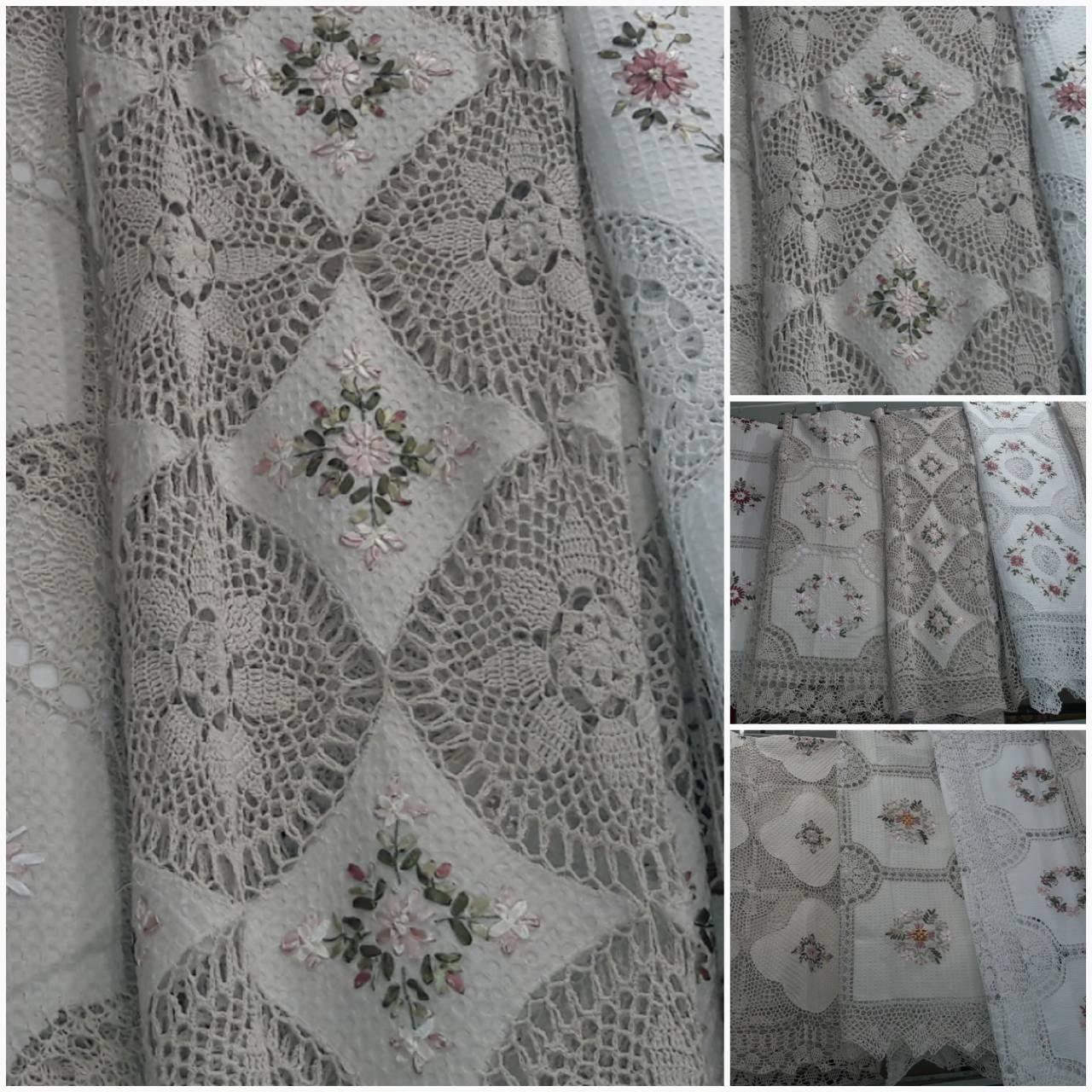 Ажурна скатертину з ручною стрічкової вишивкою, 150х220 див., 685/635 (ціна за 1 шт. + 50 гр.)