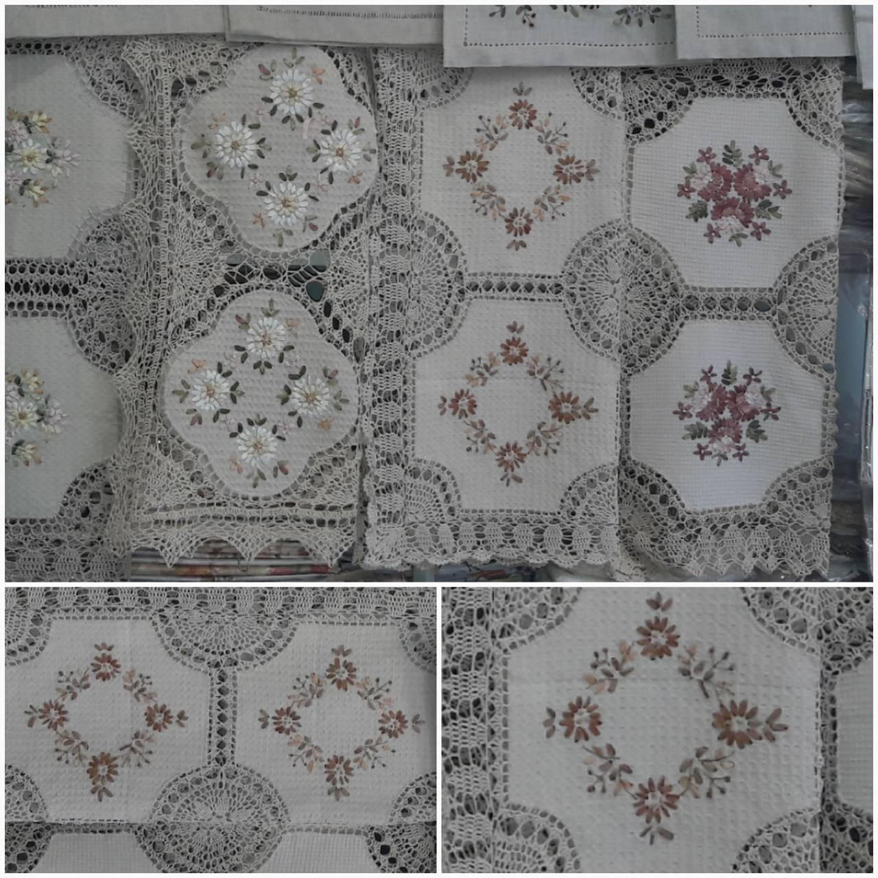 Святкова скатертина, льон, в'язання, вишивка стрічками, ручн.роб., 85х85 див., 300/250 (ціна за 1 шт. + 50 гр.)