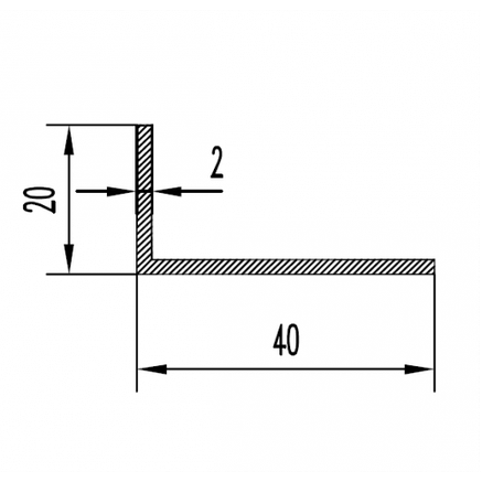 Куточок алюмінієвий 40х20х2 АД31 Т5, без покриття, L=6000 мм, фото 2