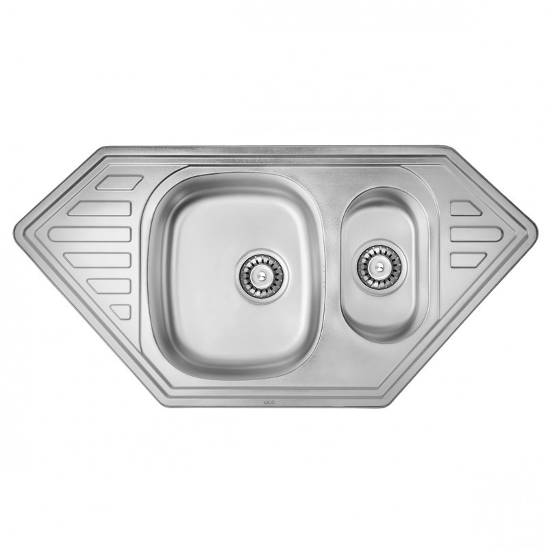 Кутова мийка ULA 7802 ZS Satin 08 (мийка 10050 нерж.) подвійна