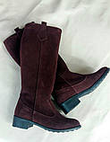 Жіночі демісезонні чоботи труби на низькому ходу в натуральній шкірі та замші Піка, фото 8