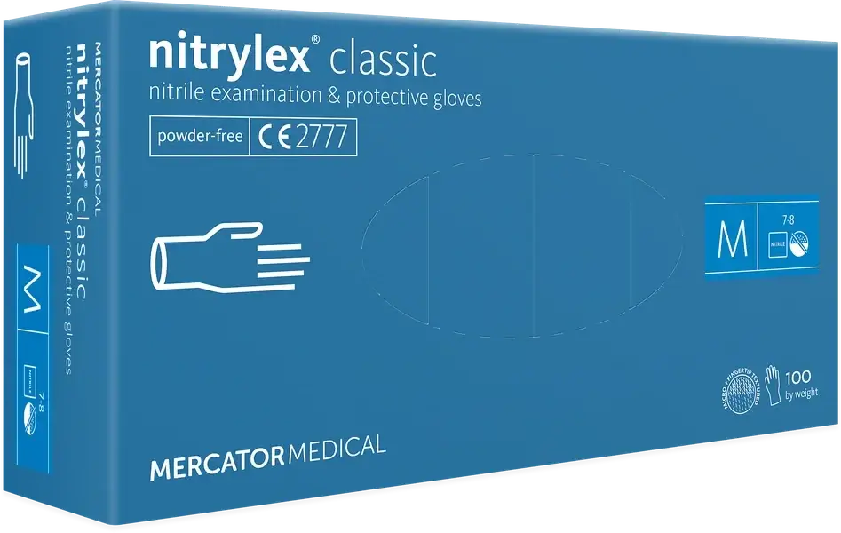 

Перчатки нитриловые неопудренные Mercator Medical nitrylex classic (Голубые, Голубой