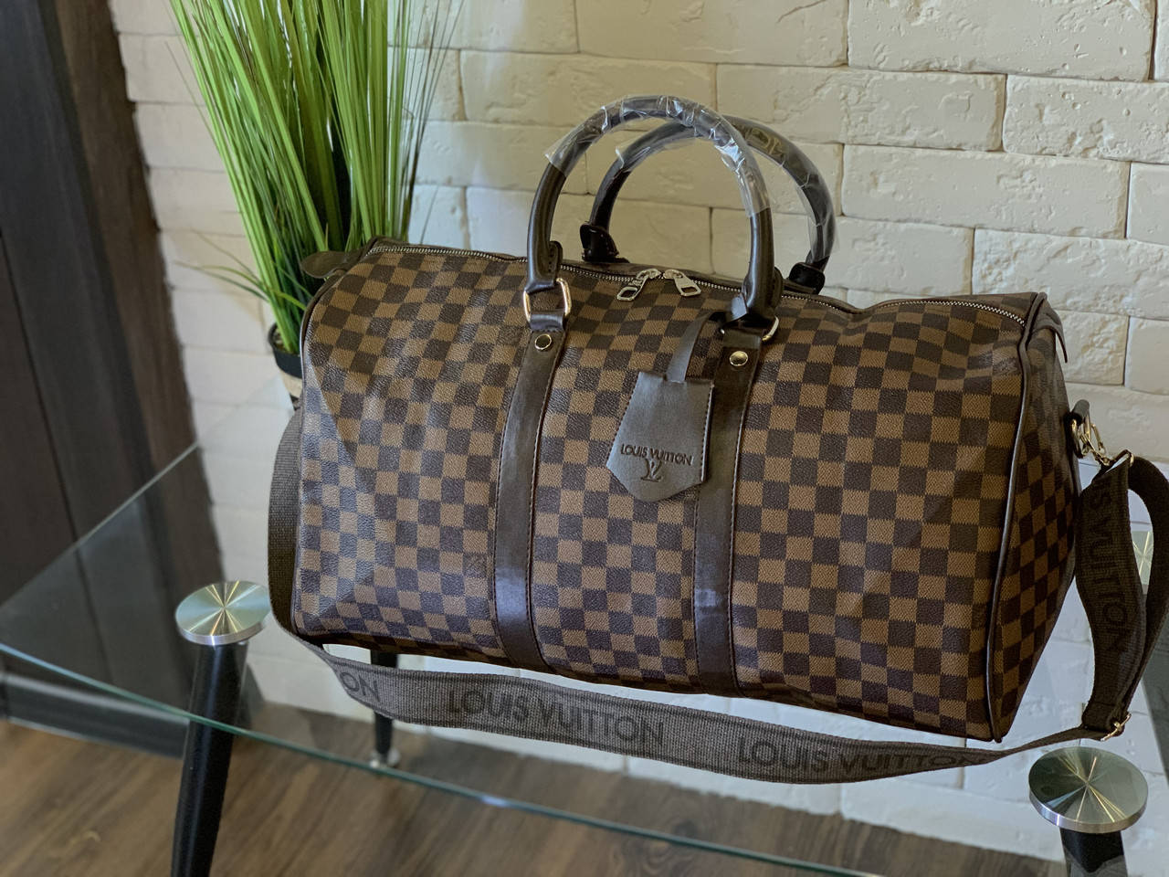 

Дорожная сумка Louis Vuitton LV коричневая в клетку / ручная кладь, Коричневый
