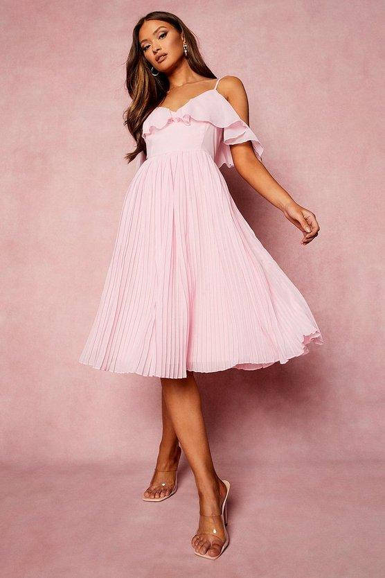 

Сукня міді з оборками з відкритими плечима BOOHOO