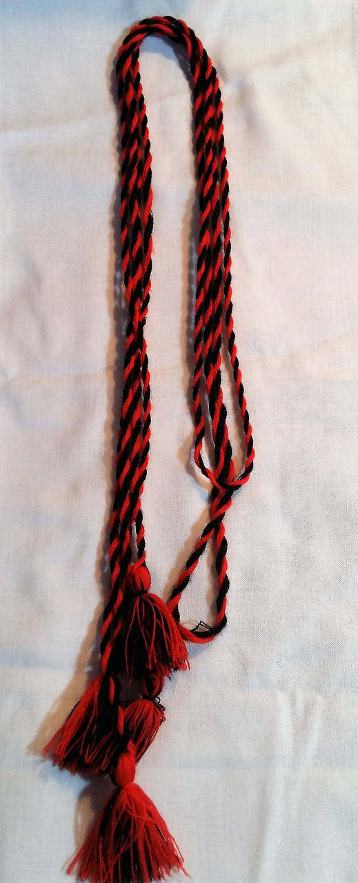 

Пояс шнурок шерстяной, красно-черный