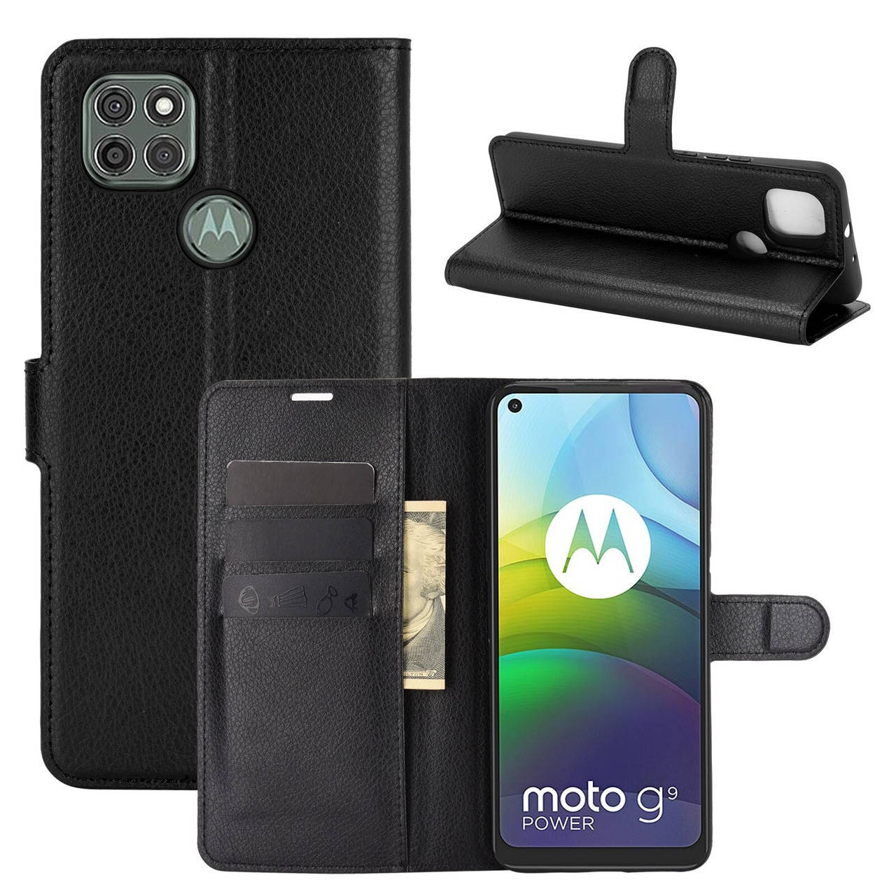 

Чехол IETP для Motorola Moto G9 Power книжка кожа PU с визитницей черный