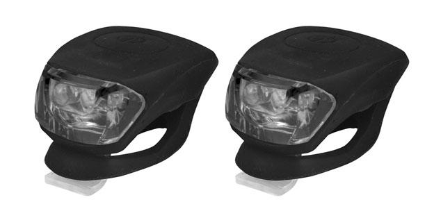 КОМПЛЕКТ: Мінісвітло переднє 2LED/2 ф-ції + заднє 2LED/2 ф-ції чорний