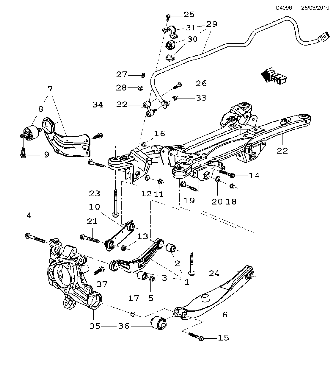 Рычаг задней подвески верхний левый (бумеранг) GM 22940356 OPEL INSIGNIA - фото 3 - id-p593793224