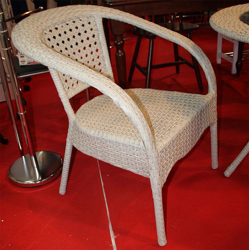 Крісло ALC-4000, алюмінієвий сплав із штучним ротангом, колір молочний подушка в комплекті 54x64x78H