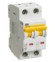 Автоматичний вимикач ВА 47-60 2Р 16А 6 кА х-ка B IEK