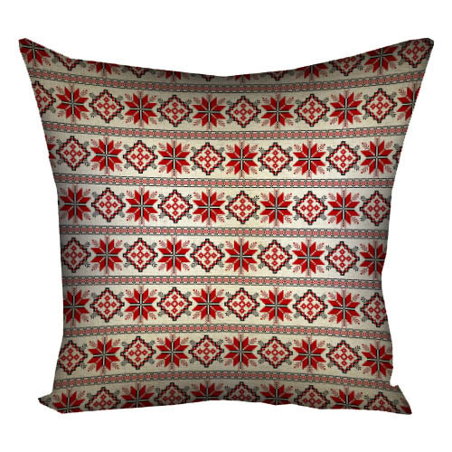 Подушка з принтом габардинова Червоний український орнамент 50x50 (5P_15UKR015), фото 1