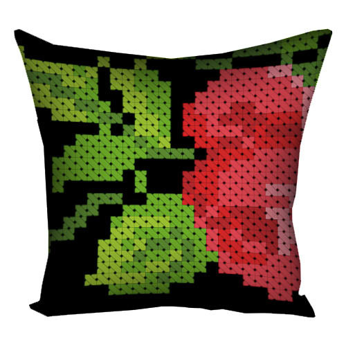 Подушка з принтом габардинова Квітка для вишивки на чорному тлі 50x50 (5P_15UKR031), фото 1