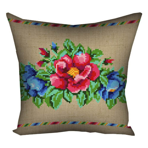 Подушка з принтом габардинова Квіткова Україна 50x50 (5P_15UKR038), фото 1