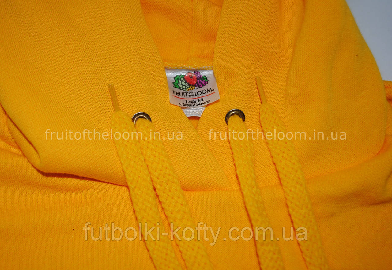 Женская классическая толстовка с капюшоном Солнечно-жёлтая Fruit Of The Loom 62-038-34 M - фото 2 - id-p335625875