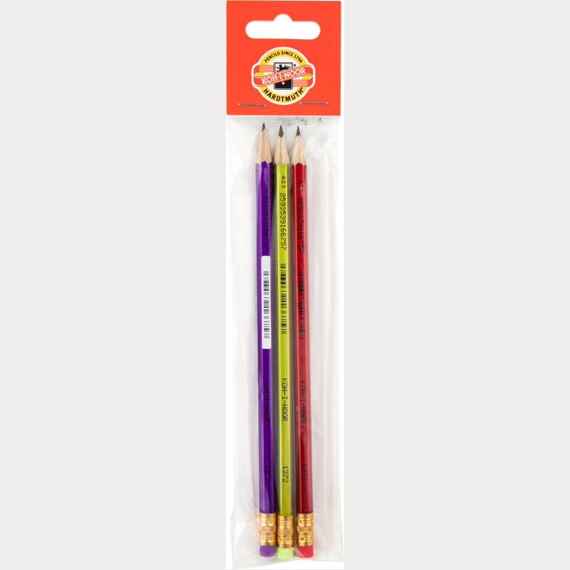 Олівець графітний ORIENTAL, НВ гумка (полібег 3шт)