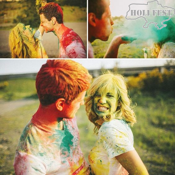 Яскрава осіння фотосесія з барвами Холі Яскрава осіння фотосесія з барвами Холі