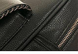 Рюкзак міський жіночий шкіряний з ланцюжком на кишені (чорний), фото 6
