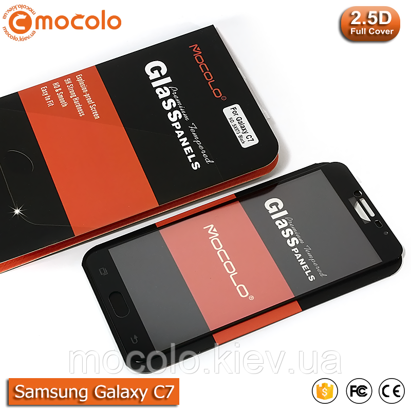 Захисне скло Mocolo Samsung Galaxy C7 C7000 Full cover (Black)