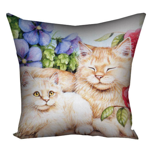 Подушка з принтом габардинова Кішка з кошеням 50x50 (5P_14M129), фото 1