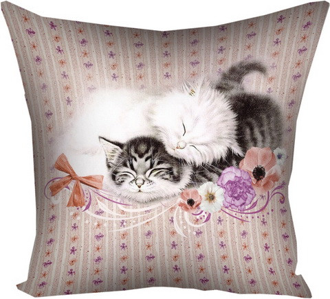 Подушка з принтом габардинова Котята, що сплять 50x50 (5P_MP008), фото 1