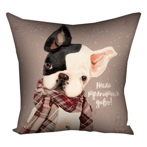 Подушка з принтом габардинова Нехай трапиться диво! 50x50 (5P_DOG001), фото 1