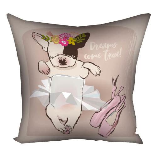 Подушка з принтом габардинова Dreams come true! 50x50 (5P_DOG003), фото 1