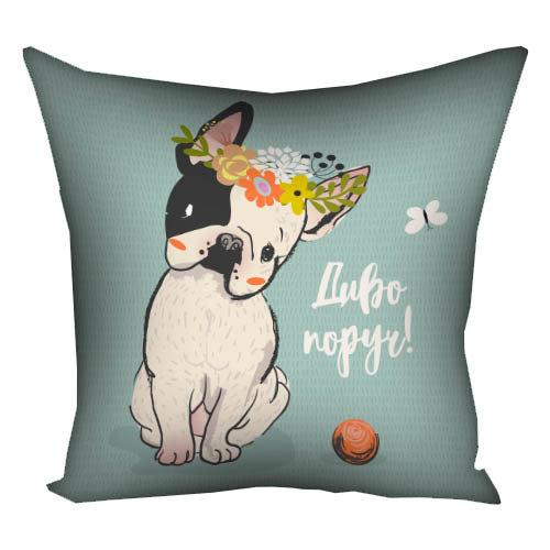 Подушка габардинова з принтом Диво поруч! 40x40 (4P_DOG004)