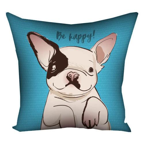 Подушка з принтом габардинова Be happy! 50x50 (5P_DOG011), фото 1