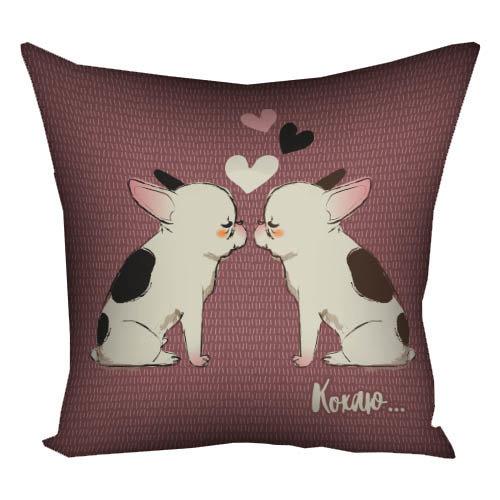 Подушка габардинова з принтом Кохаю... 40x40 (4P_DOG015)
