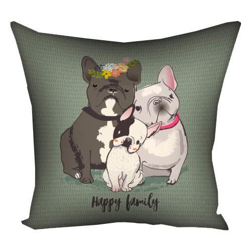Подушка з принтом габардинова Happy family 50x50 (5P_DOG020), фото 1
