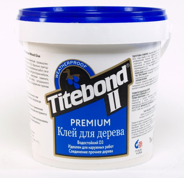 Столярний Клей Titebond® II Premium Wood Glue Кремовий D-3 (1 кг) Помтара