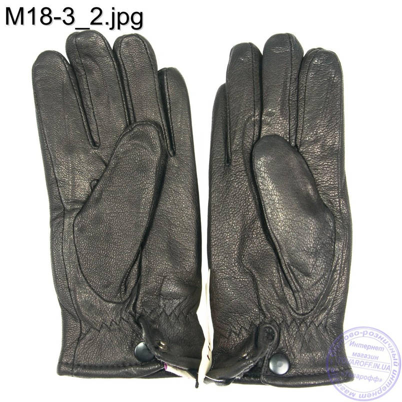 Чоловічі шкіряні зимові рукавички з оленячої шкіри - M18-3, фото 2