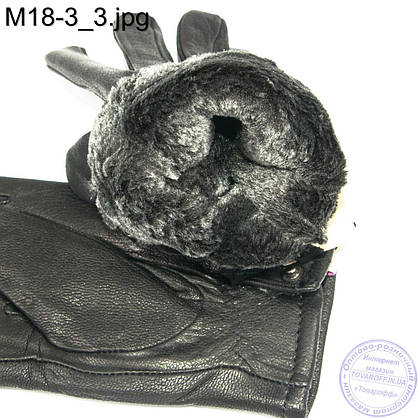 Чоловічі шкіряні зимові рукавички з оленячої шкіри - M18-3, фото 3