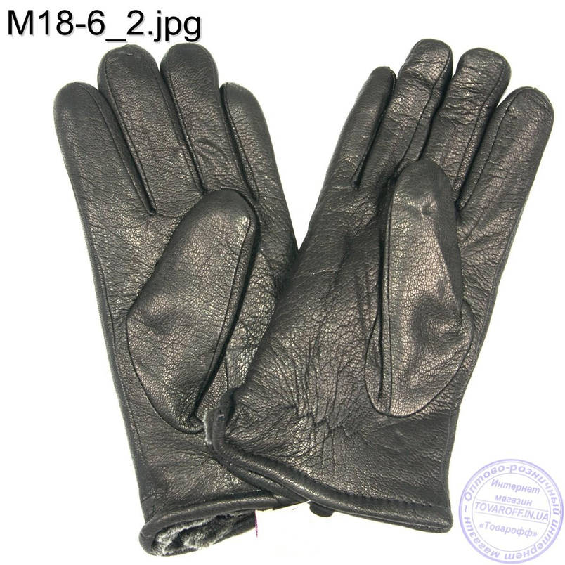 Чоловічі шкіряні зимові рукавички з оленячої шкіри - M18-6, фото 2