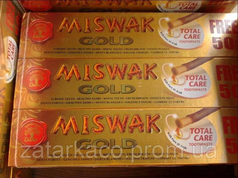 Аюрведическая отбеливающая зубная паста без фтора Мисвак Miswak Gold Toothpaste (Индия), 170мл - фото 3 - id-p594228590