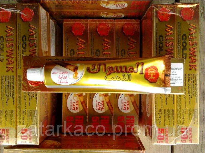 Аюрведическая отбеливающая зубная паста без фтора Мисвак Miswak Gold Toothpaste (Индия), 170мл - фото 1 - id-p594228590