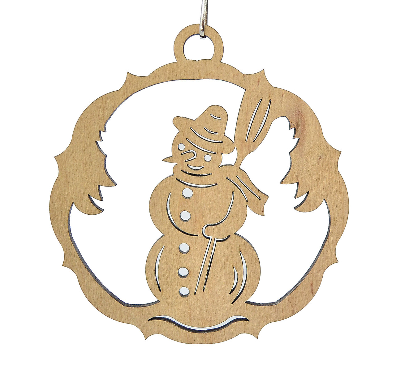 Дерев'яна новорічна іграшка заготовка. Сніговик, фото 1