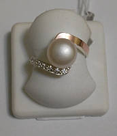 Кольцо серебряное с золотом и жемчугом Франческа